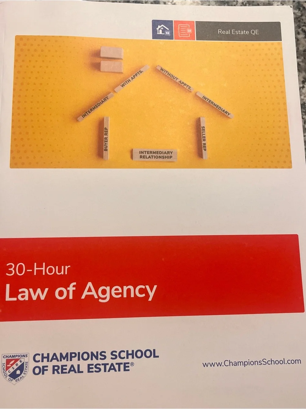 Champions School 30-Hour Principles of Real Estate 1 - Red and White Cover